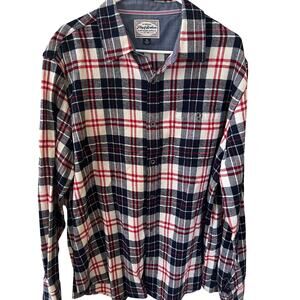 Flag & Anthem Men's Button Down Plaid Flannel Shirt Blue & Red Size XL EUC